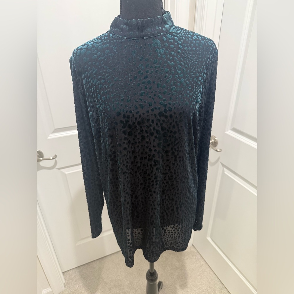 Lane Bryant Teal Leopard Print Blouse